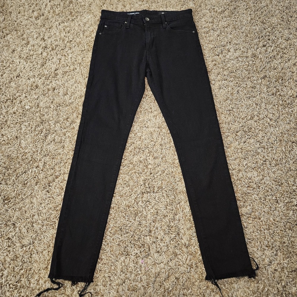 AG Adriano Goldschmied Jeans Womens Sz 26R The Farrah Skinny Ankle Black Raw Hem